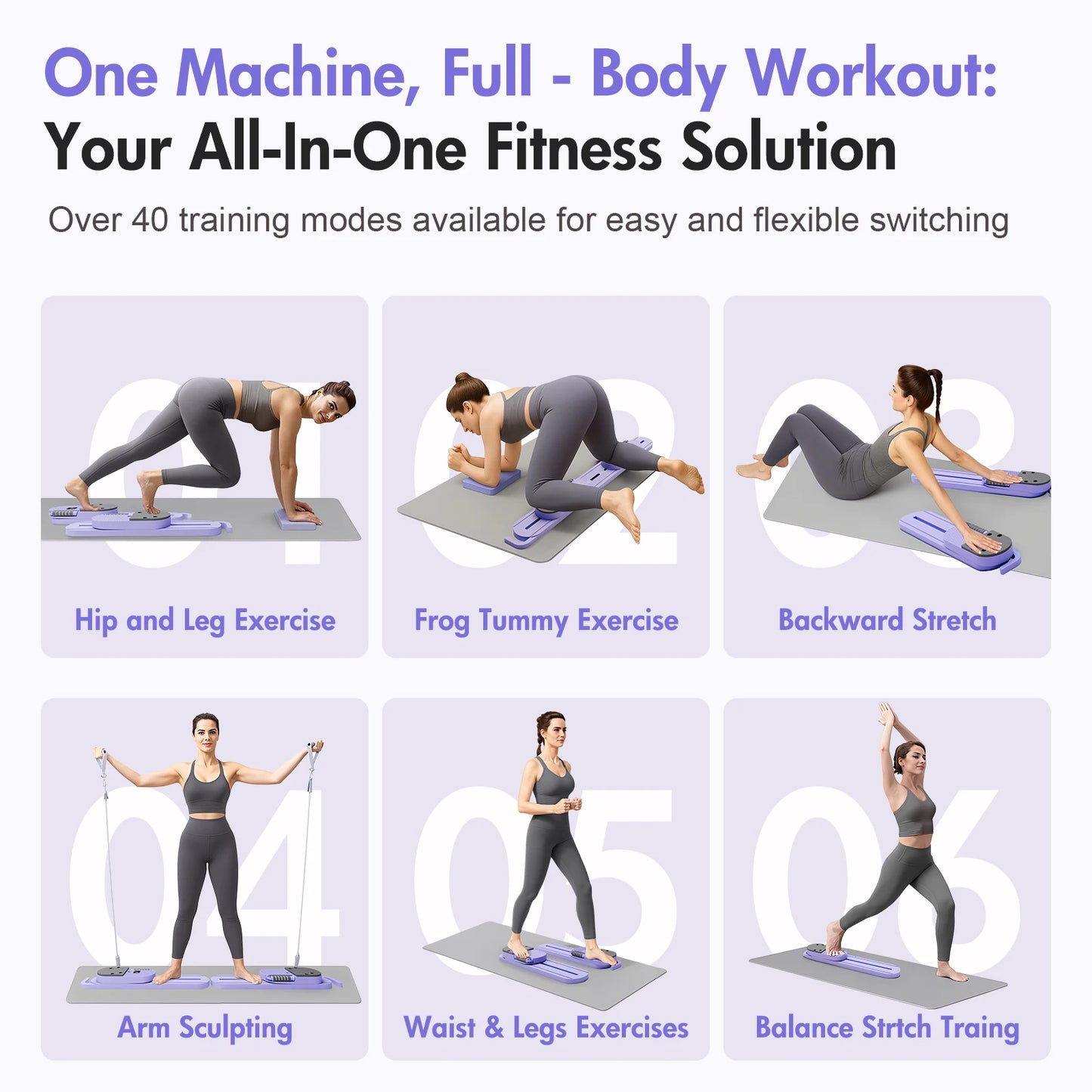 Pilates Split Resistance Gym Equipment with Resistance Bands.