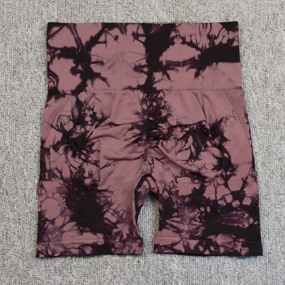 Tie-Dye Yoga Shorts for Women High Elastic Gym Shorts.