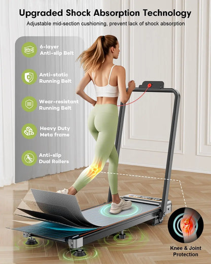 Foldable Treadmill with 12% Incline,3.5HP Low Noise.