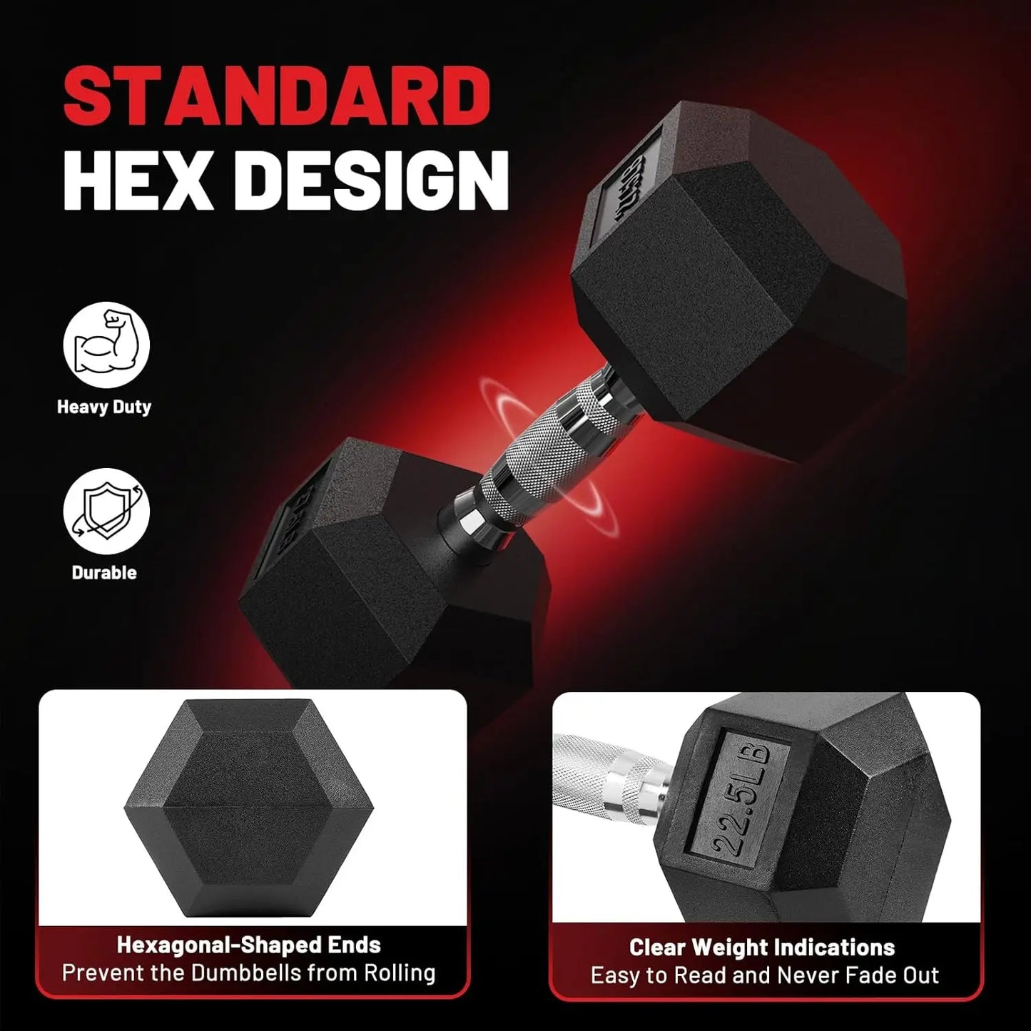 Hex Dumbbell Sets with Rack, 60-550lb.