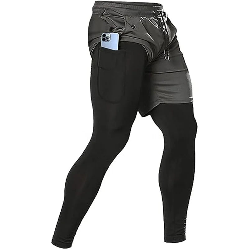 Men's Sport Pants 2 in1 Training Sportswear.