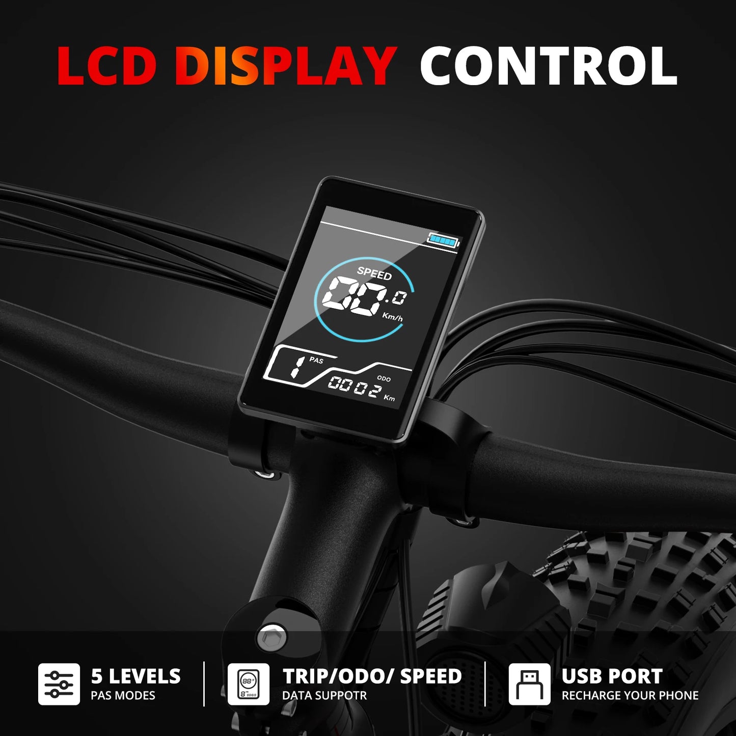 Electric Bicycle Peak 1500W 48V 15AH e bike 26" Fat Tire Mountain Bike.