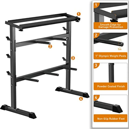 Weight rack for Dumbbells, Barbell Bar, Weight Plates.