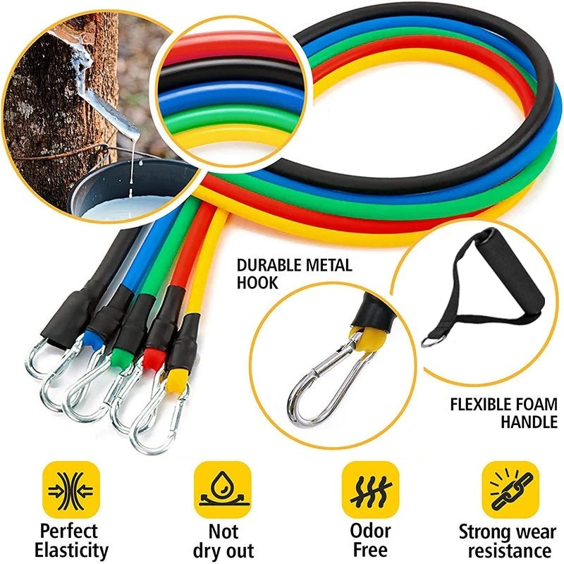 11pcs/Set Pull Rope, Resistance Bands, Portable Fitness Equipment,
