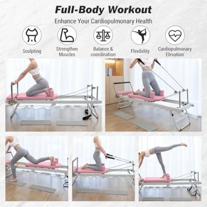 Foldable Pilates Reformer with Jump Board.