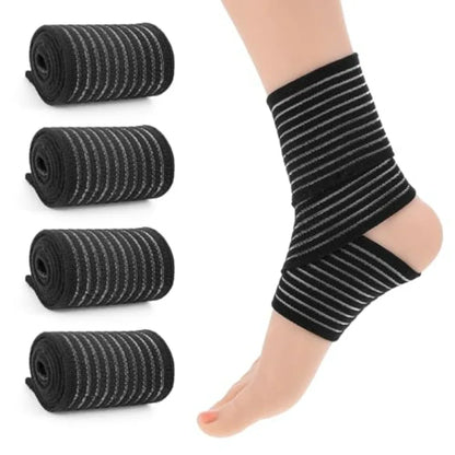 Black Elastic Ankle Compression Bandage 4PCS.