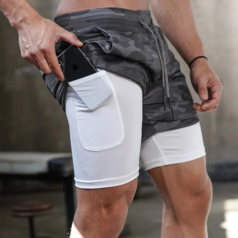 Camo Running Shorts 2 In 1 Quick Dry