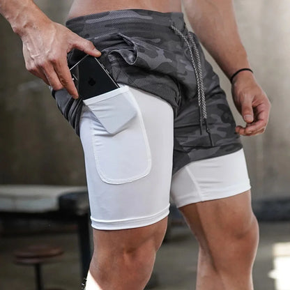 Camo Running Shorts 2 In 1 Quick Dry