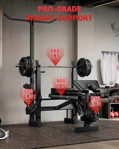 Adjustable 4-in-1 Weight Bench Set with Leg Developer.