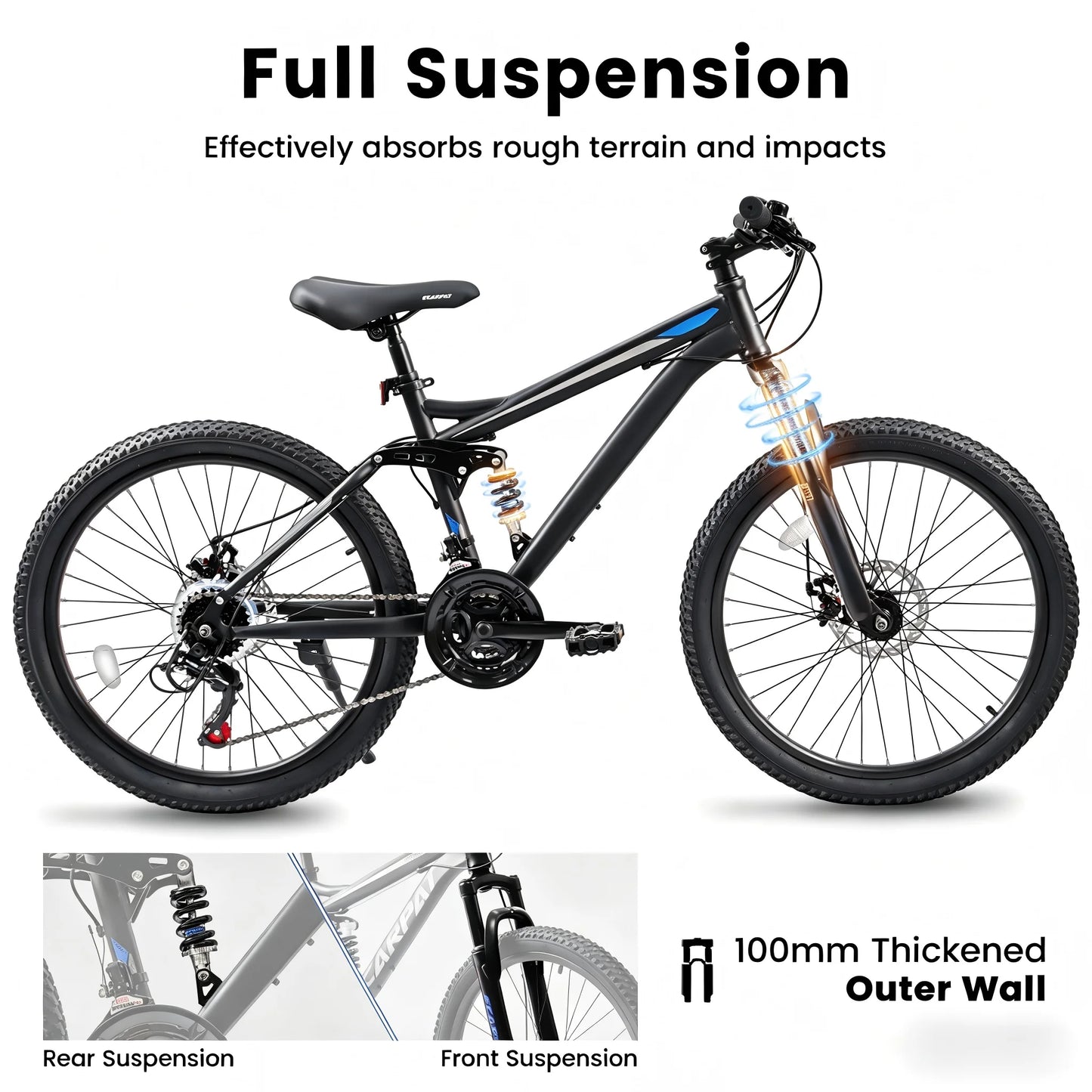 27.5 Inch Full Suspension Mountain Bike 21-Speed.