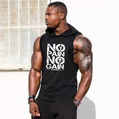 Mens Bodybuilding Sleeveless Hooded Shirts.