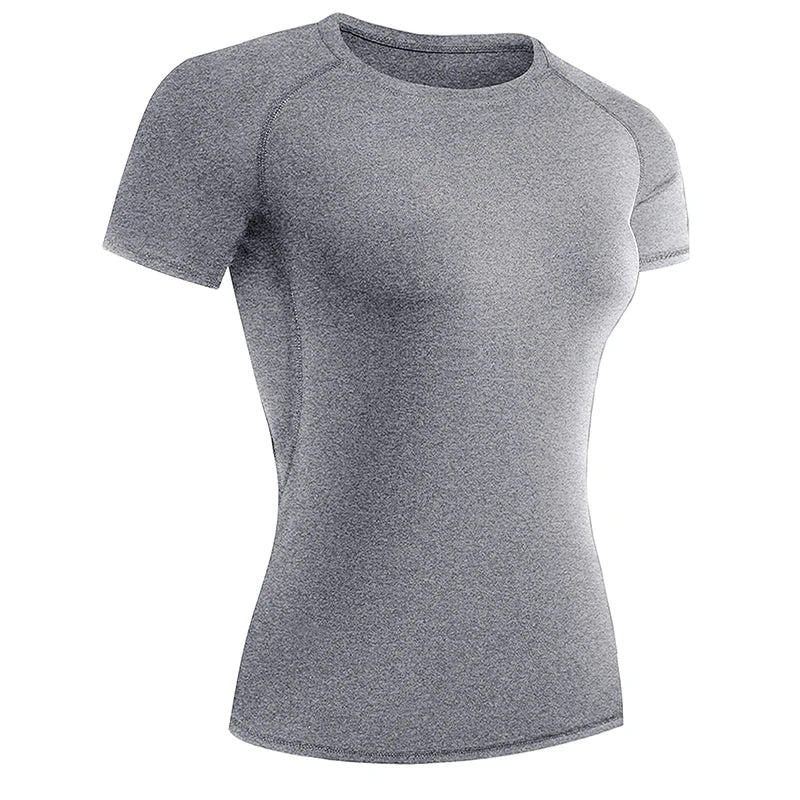 Women's Compression Shirt Short Sleeve Athletic Yoga Running T-Shirt.