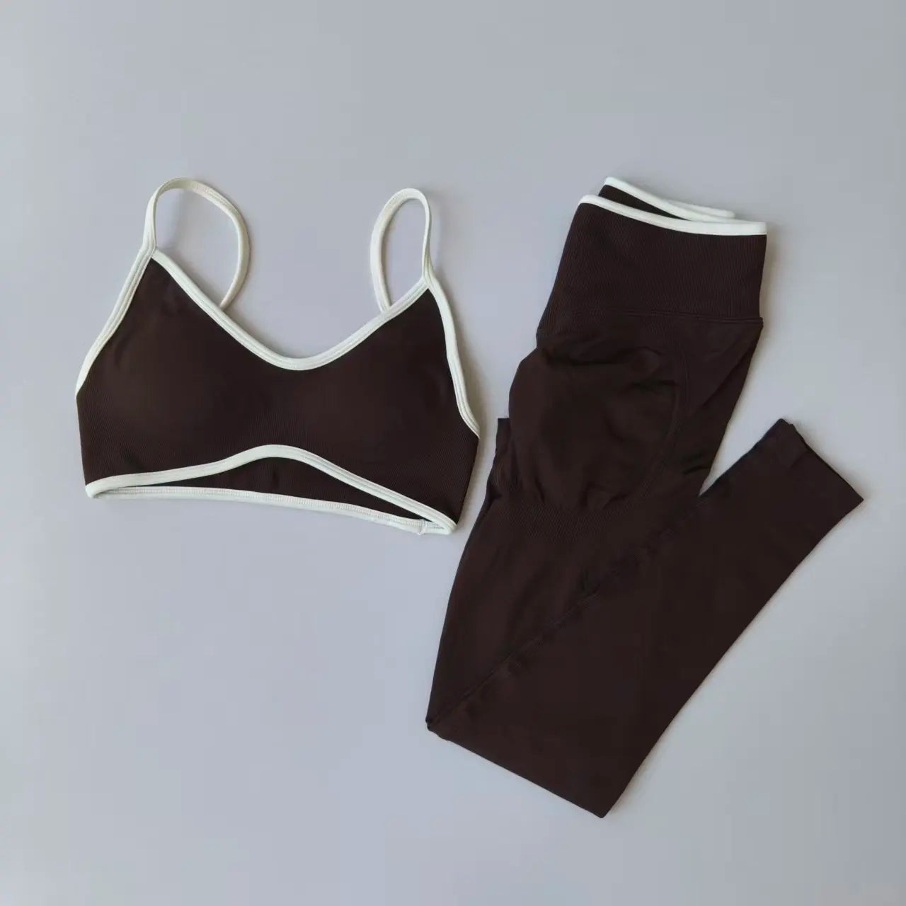 2PCS Seamless Legging Set, Strappy Sports Bra + High Waist.