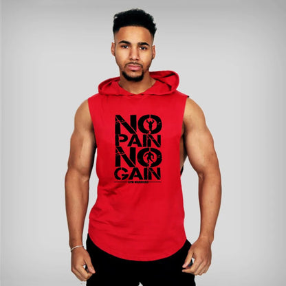 Mens Bodybuilding Sleeveless Hooded Shirts.