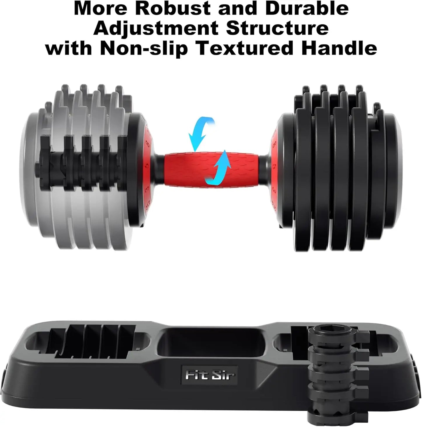 Adjustable Dumbbell Set 10-in-1 25LB/55LB with Safe Lock System.