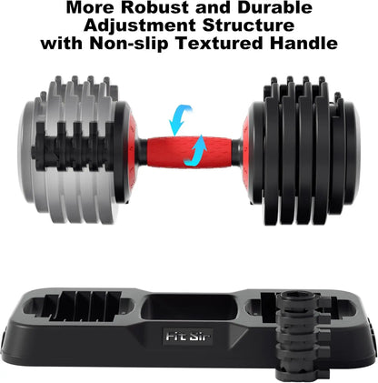 Adjustable Dumbbell Set 10-in-1 25LB/55LB with Safe Lock System.
