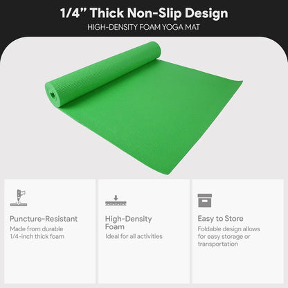 High-Density Anti-Tear 1/4-Inch Yoga Mat with Carrying Strap.