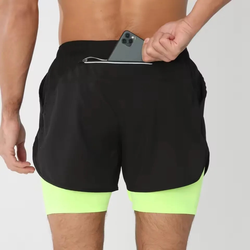 New men's running double-layer shorts.