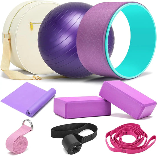 Complete Yoga Wheel Set with Blocks and Ball.