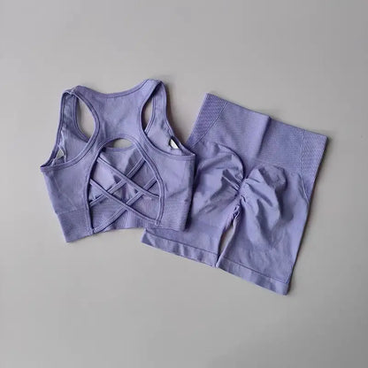 2 PCS Women's Seamless Yoga Set Sexy Sport Bra.