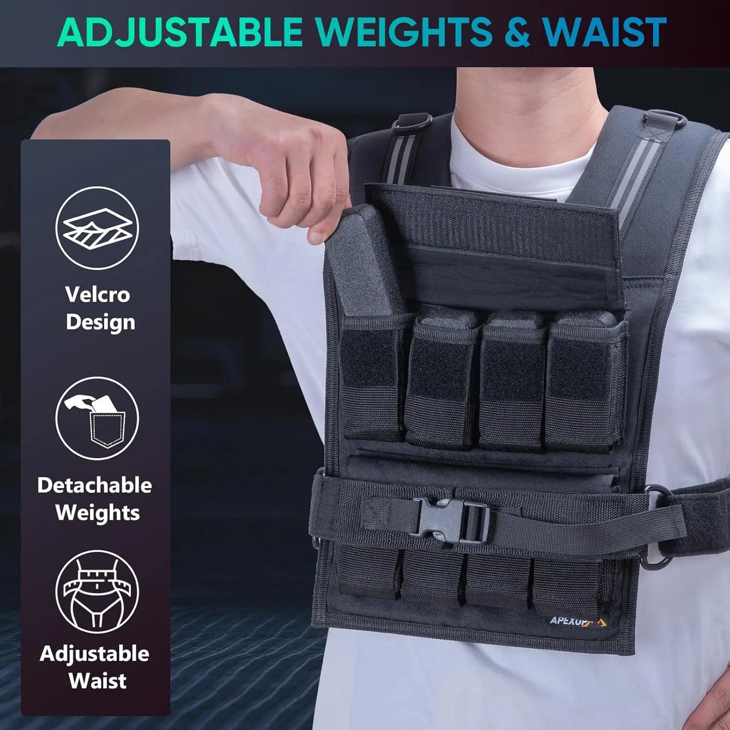 Adjustable Weighted Vest.20lbs/30lbs/40lbs Weights.