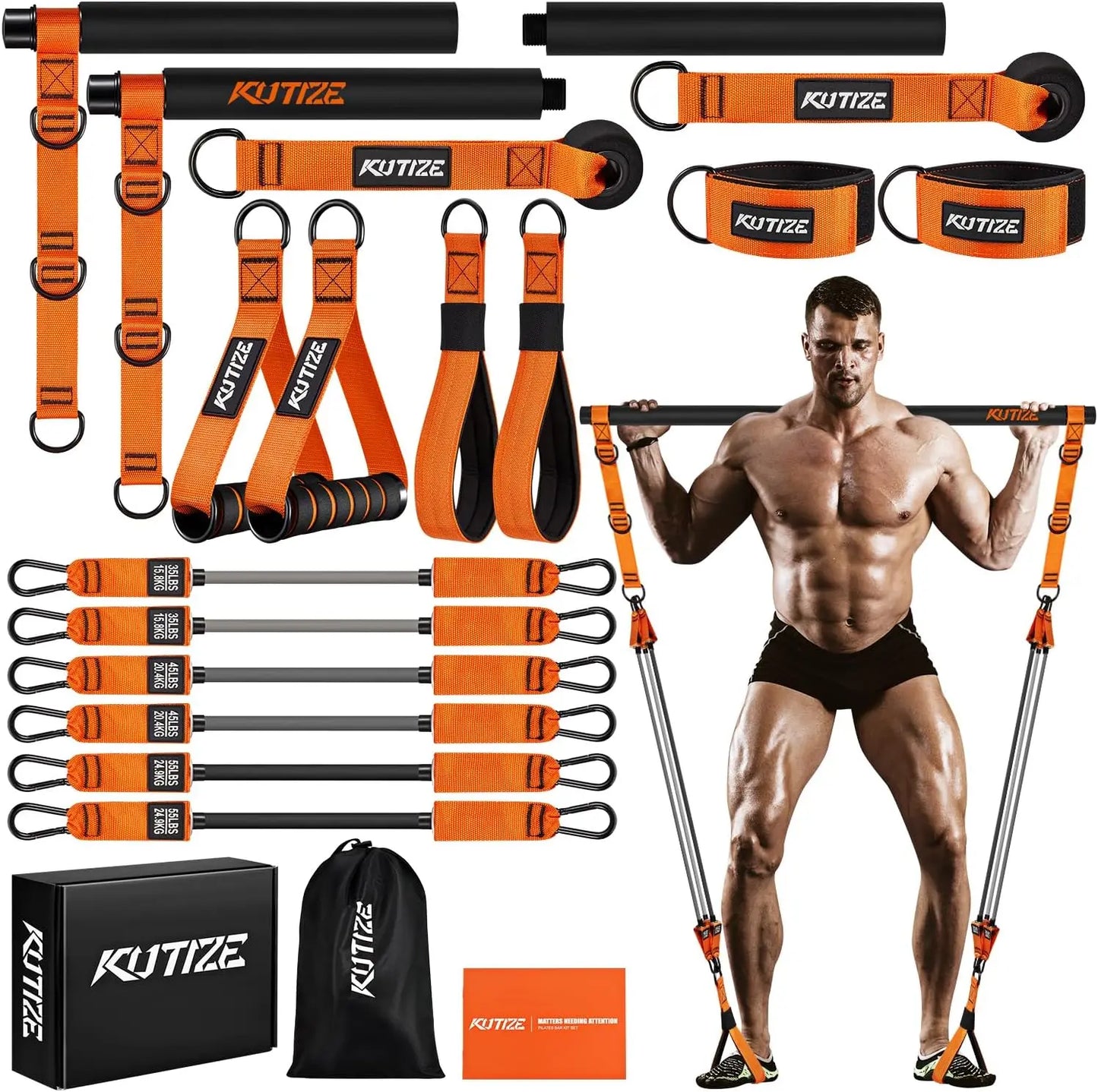 Heavy Duty Pilates Bar Kit with Resistance Bands.