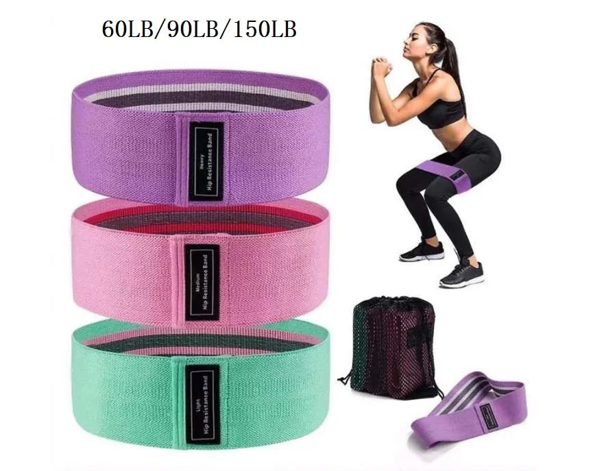 3Pcs Fabric Resistance Hip Booty Bands Glute Thigh Elastic Workout.