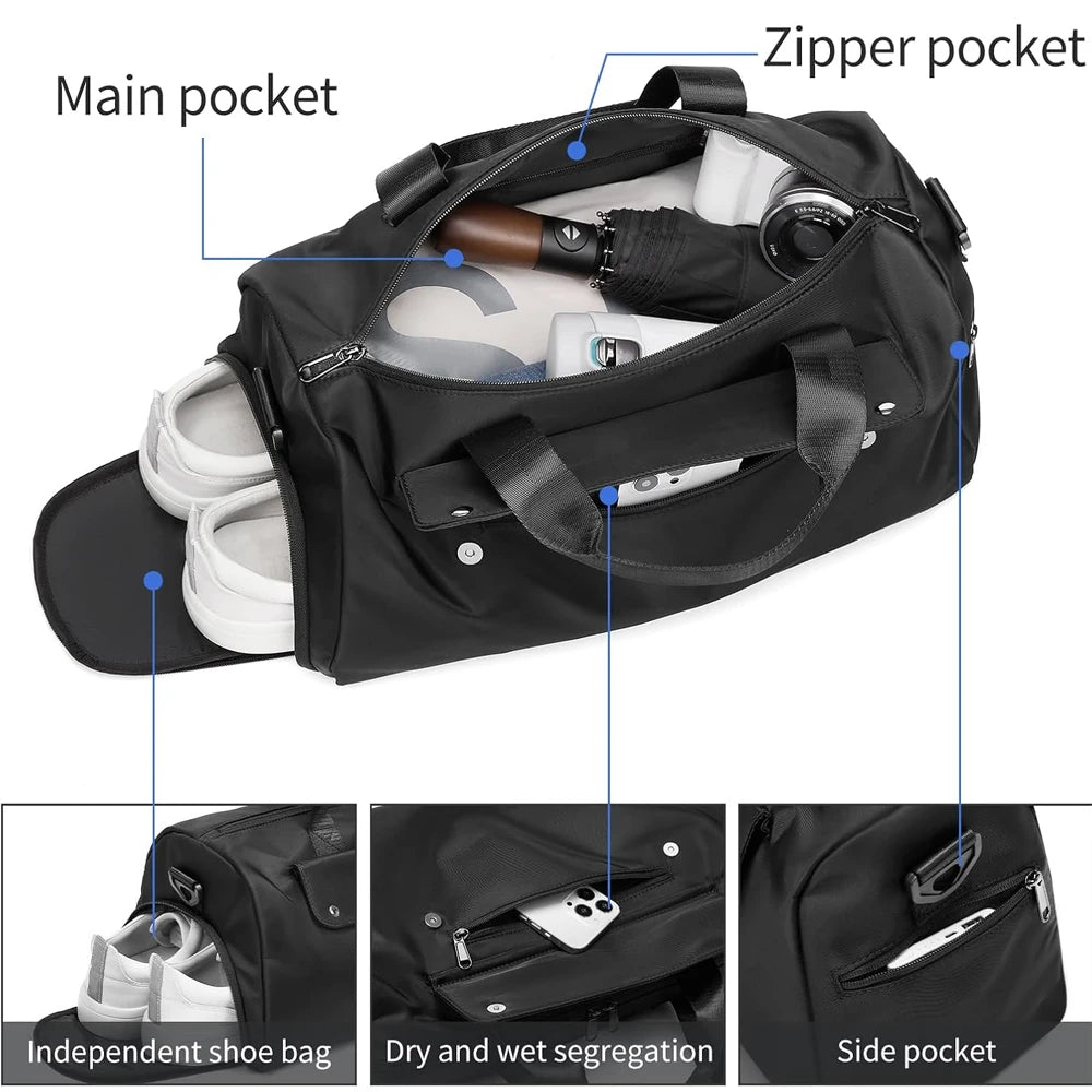 Gym Bag for Men & Women with Shoe & Wet Compartment.