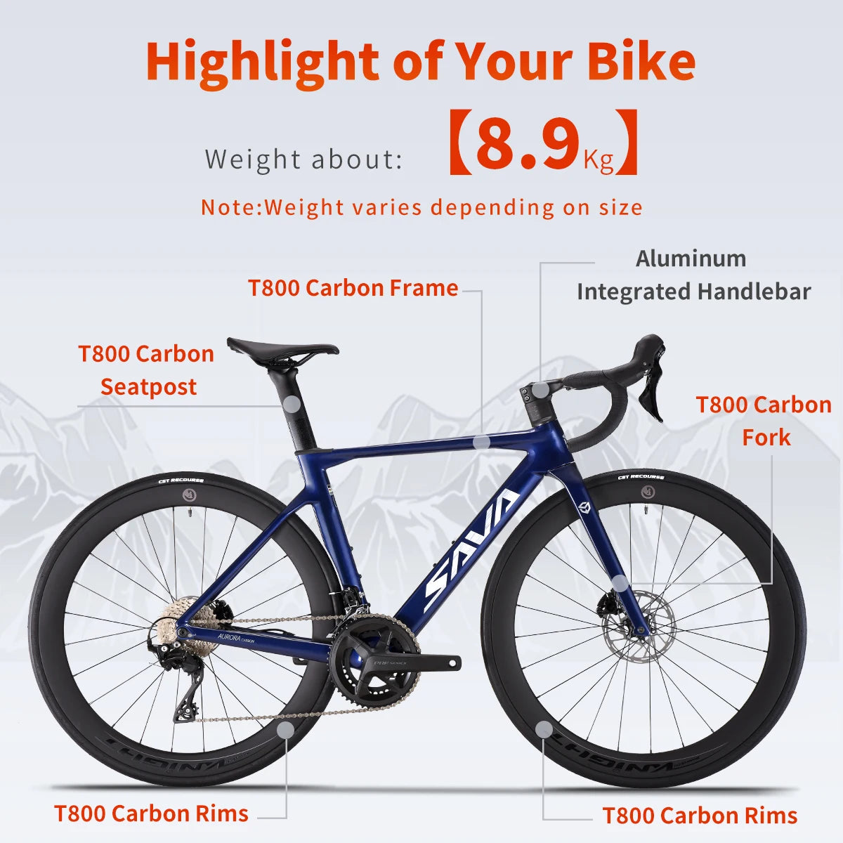 SAVA A7L Pro Carbon Fiber Road Bike, 700C Adult Racing Model.