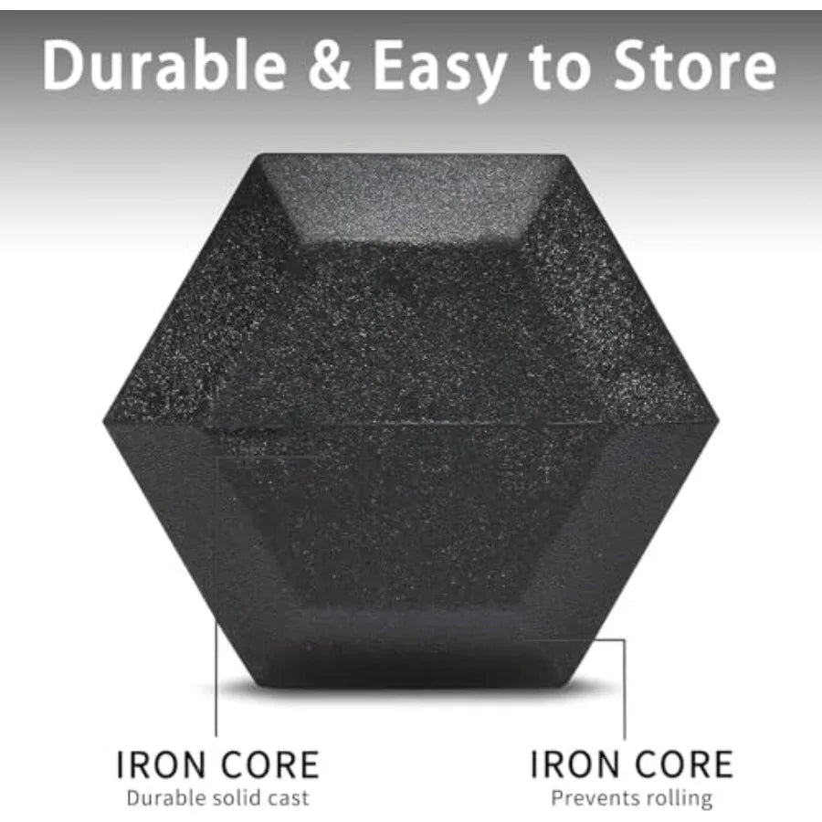 Rubber Hex Dumbbell Set with Rack - 350/450/550lbs