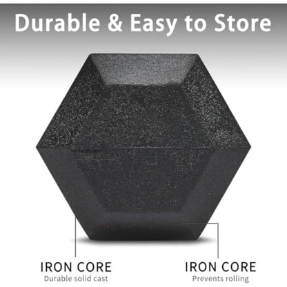 Rubber Hex Dumbbell Set with Rack - 350/450/550lbs