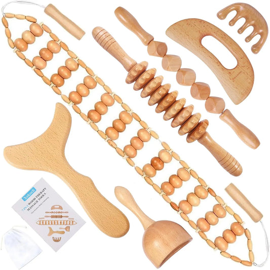 7-in-1 Wood Massage Tool for Lymphatic Drainage.