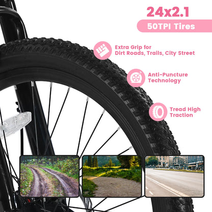 Mountain Bike 24 26 Inch Wheels, 21-Speed Disc Brake, Female Bicycles,