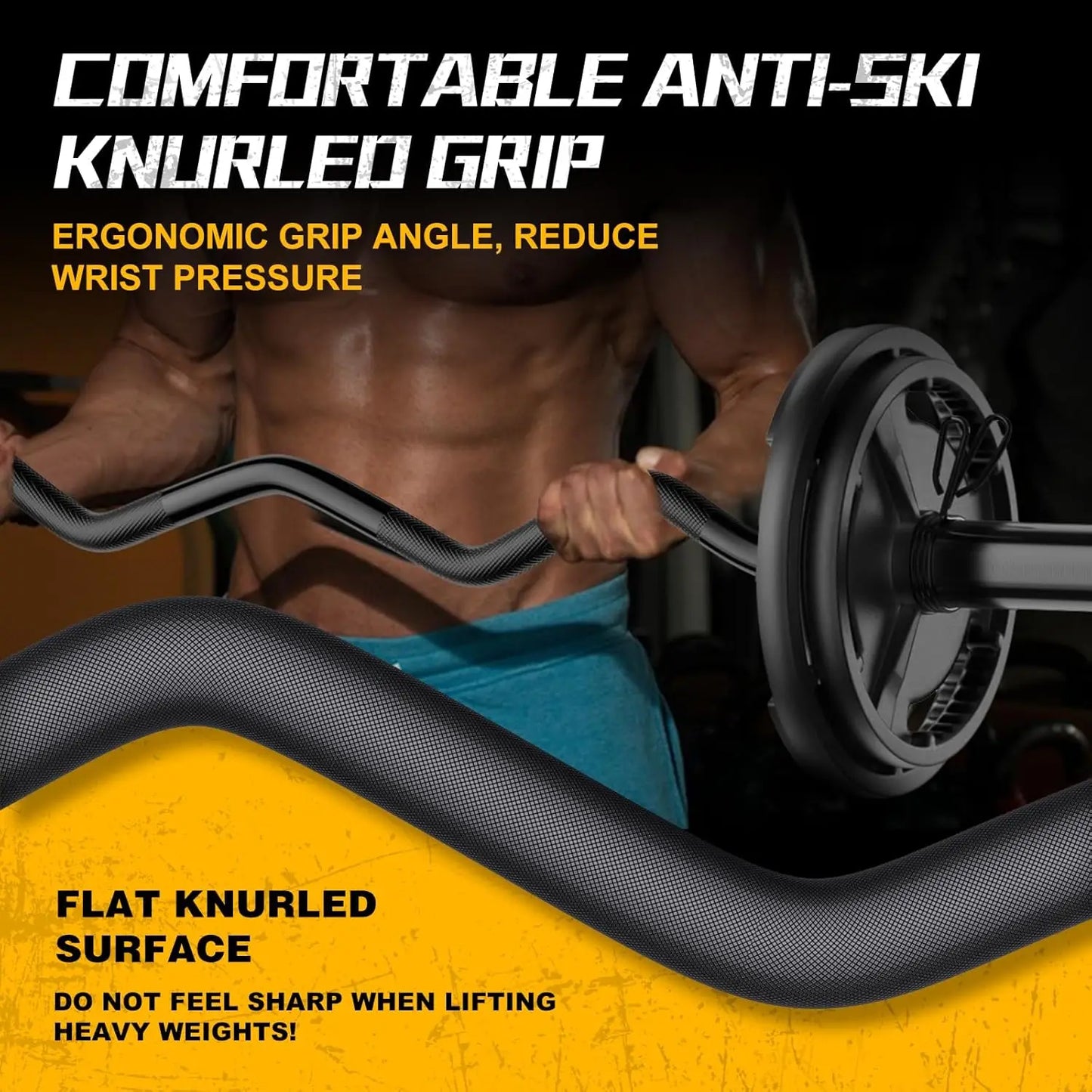 47" Curl Bar for Home Gym, Weight Lifting.