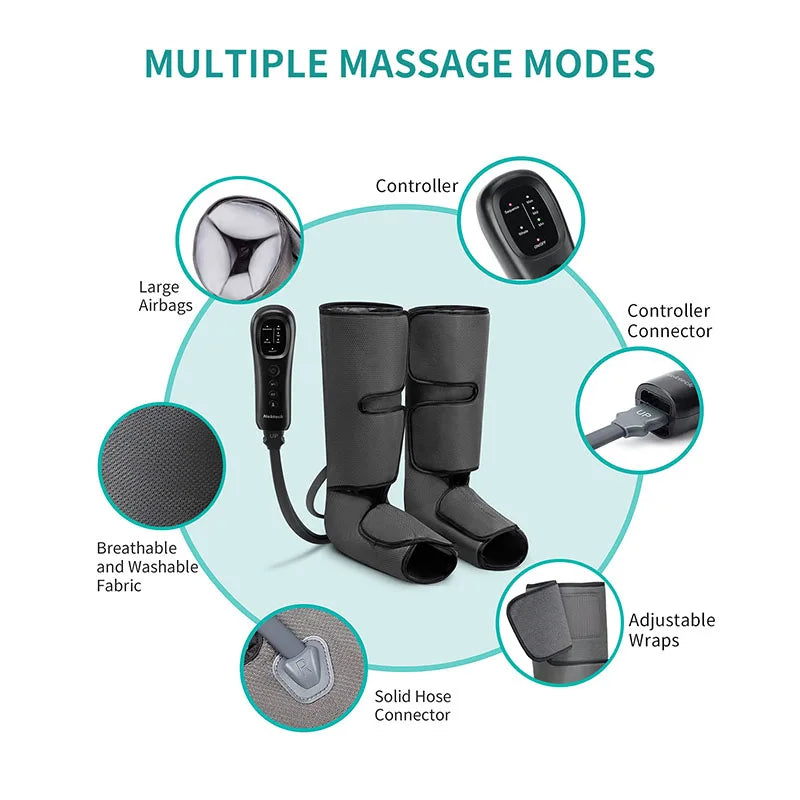 Leg Massager Air Compression Calf Wraps Air Pressure Massage.