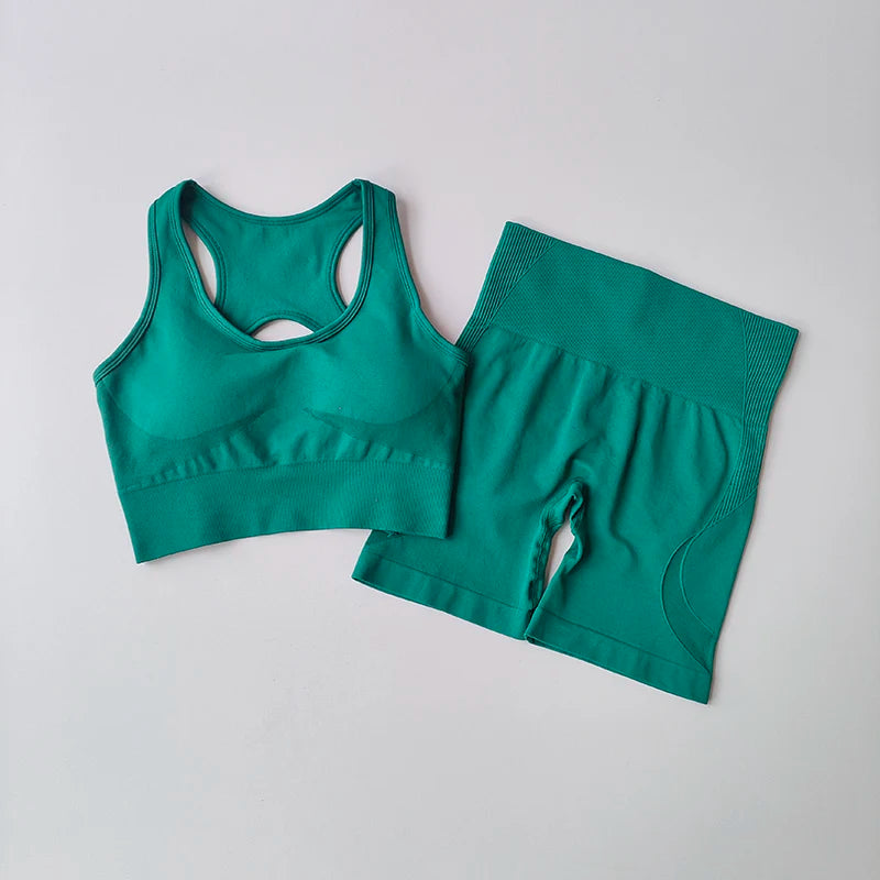 2 PCS Women's Seamless Yoga Set Sexy Sport Bra.