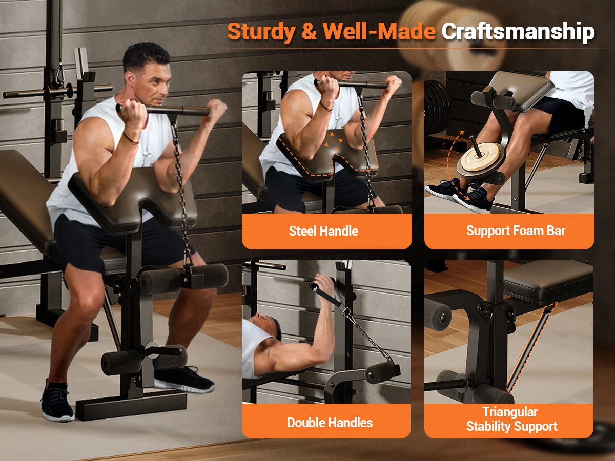 Adjustable 4-in-1 Weight Bench Set with Leg Developer.