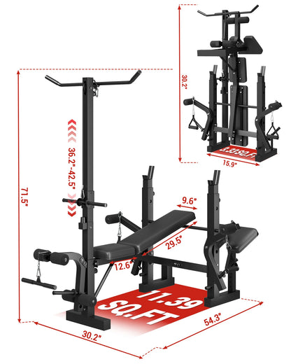 Adjustable 4-in-1 Weight Bench Set with Leg Developer.