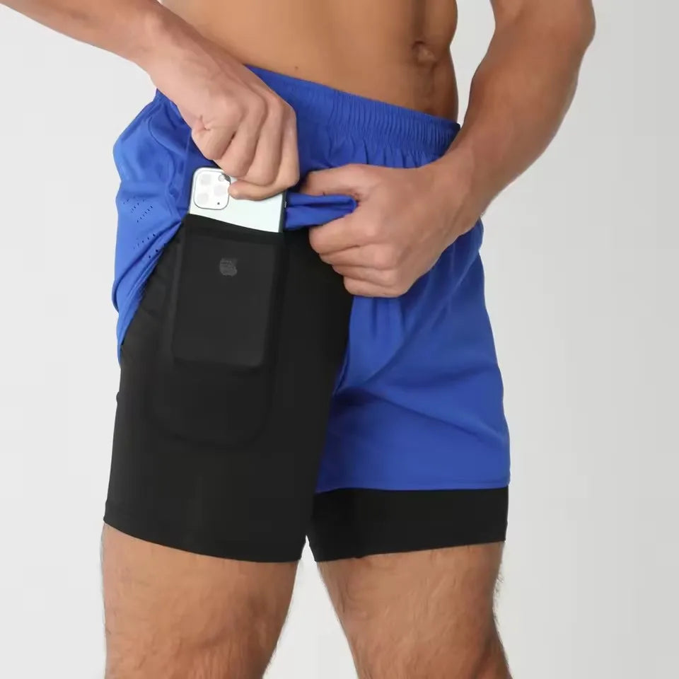 New men's running double-layer shorts.