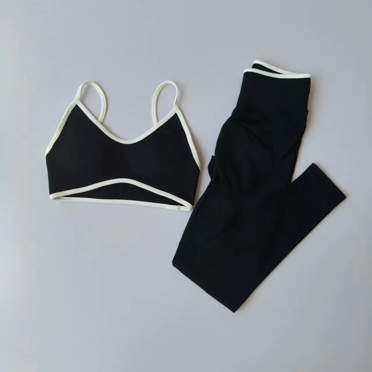 2PCS Seamless Legging Set, Strappy Sports Bra + High Waist.