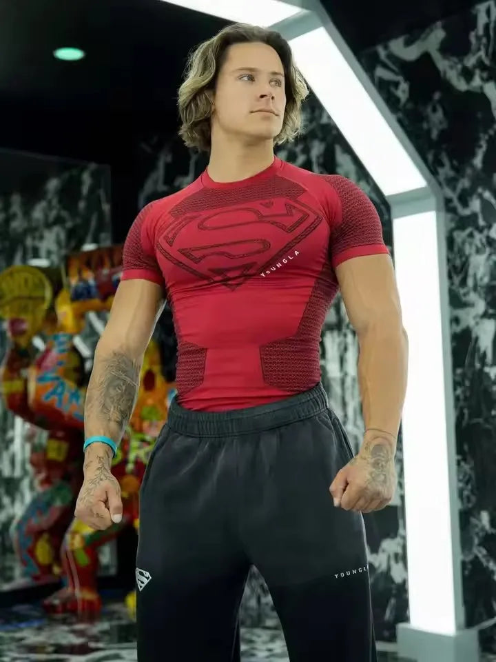 New style Men's High Elastic Quick Dry Sports T-Shirt Workout Breathable.