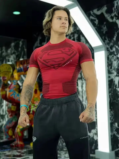 New style Men's High Elastic Quick Dry Sports T-Shirt Workout Breathable.