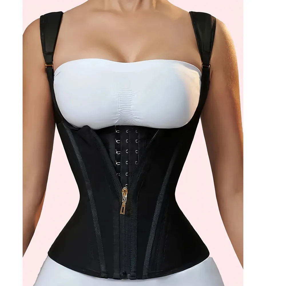 Waist Cincher Corset Vest with Zipper and Button Closure.