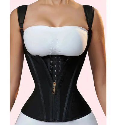 Waist Cincher Corset Vest with Zipper and Button Closure.