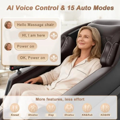 Zero Gravity Shiatsu Massage Chair Recliner with AI Control Body Scan.