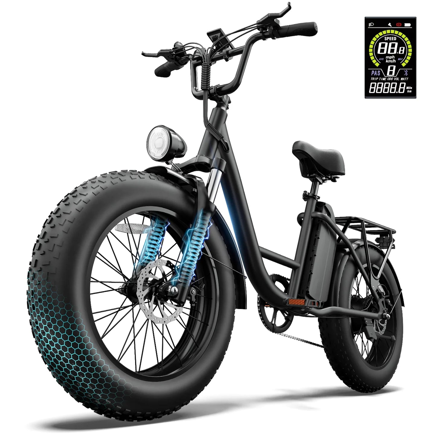 Fat Tire E-Bike 1500W Motor 48V 15.6Ah Battery 100Mi Range),