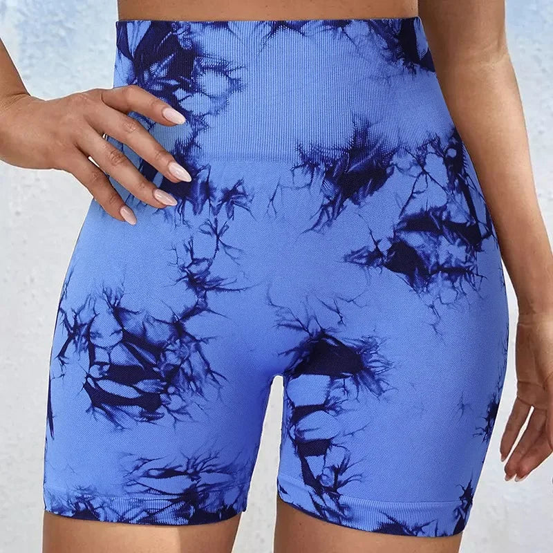 Tie-Dye Yoga Shorts for Women High Elastic Gym Shorts.