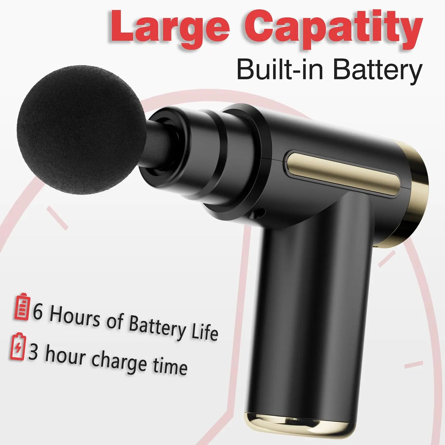 Mini Electric Massage Gun, 4 Heads 6 Speeds.