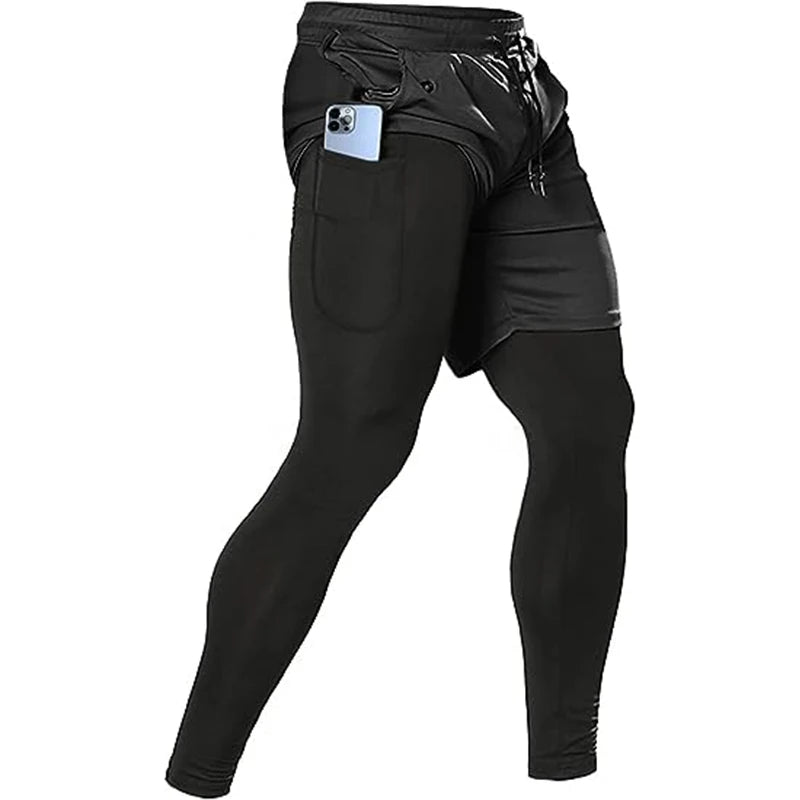 Men's Sport Pants 2 in1 Training Sportswear.