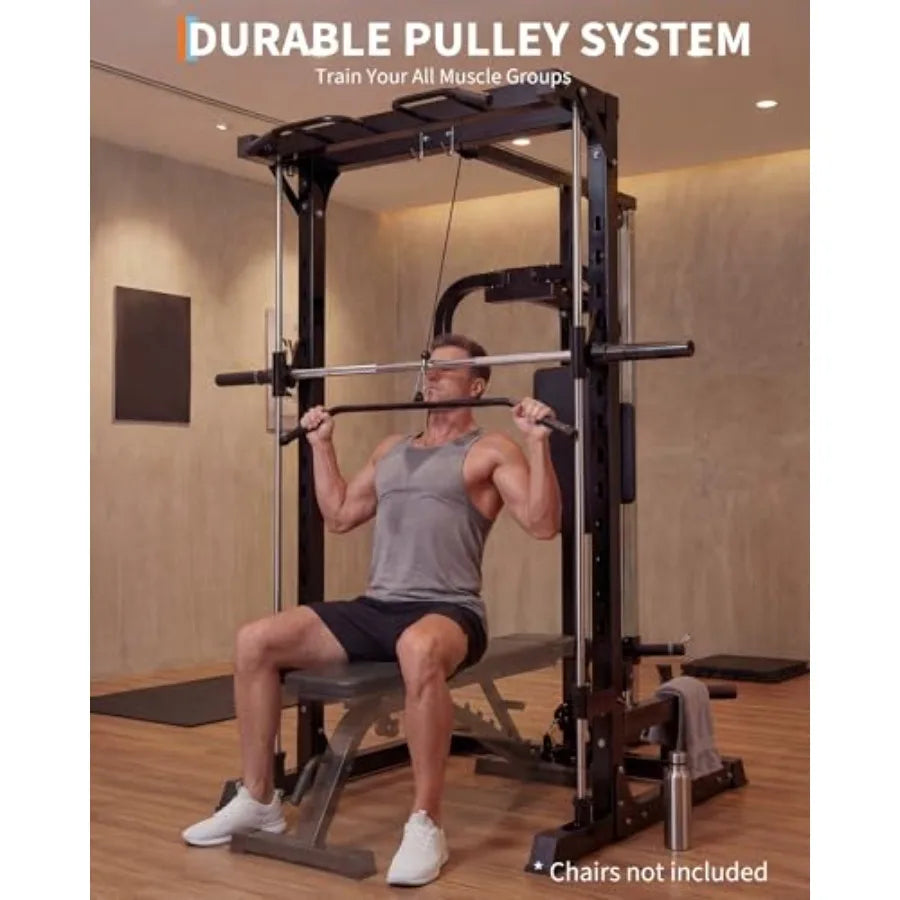 Smith Machine with Bench Heavy Duty Power Cage Squat Rack.